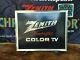 Zenith handcrafted color TV spinning light up Retail Store Display Sign