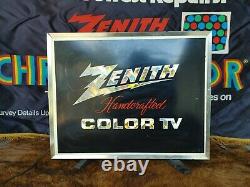 Zenith handcrafted color TV spinning light up Retail Store Display Sign